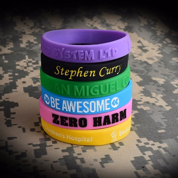 1/2" Color Filled Silcone Wristbands