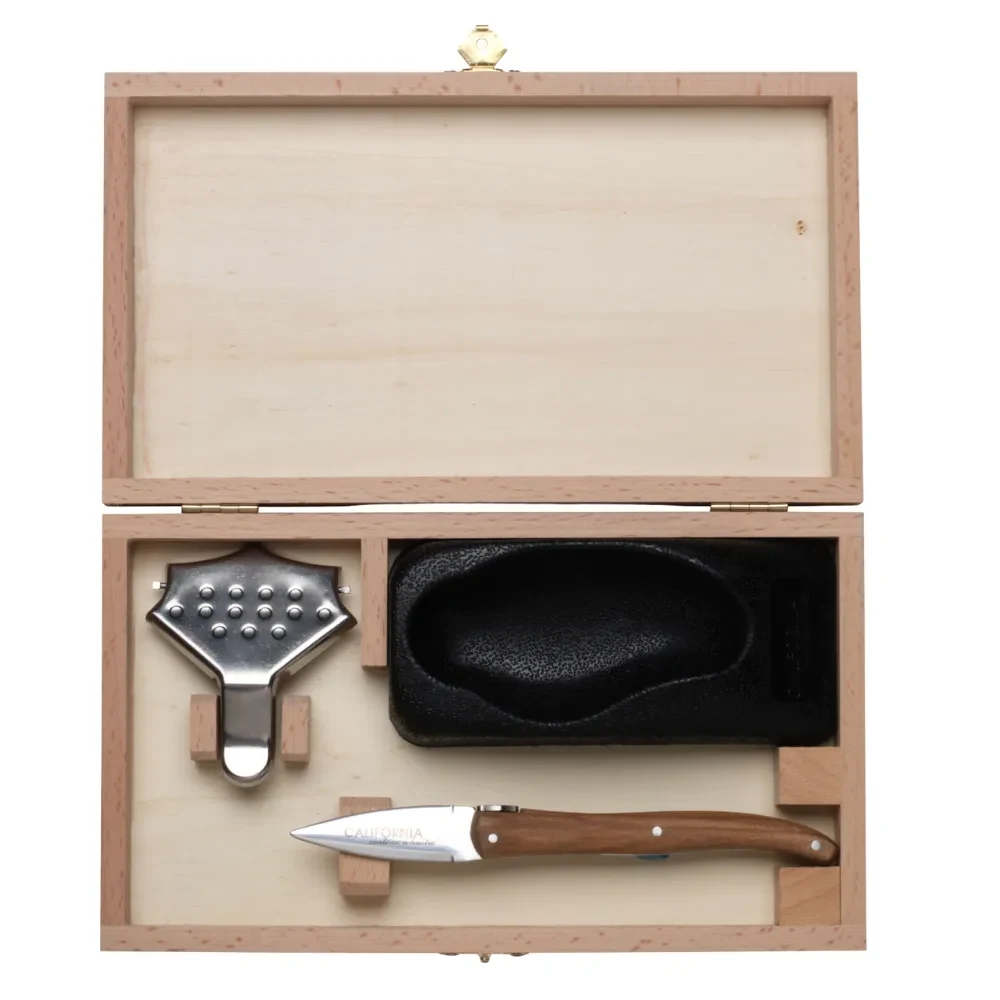Oyster Knife & Shucker Tool Set in Pinewood Gift Box 1