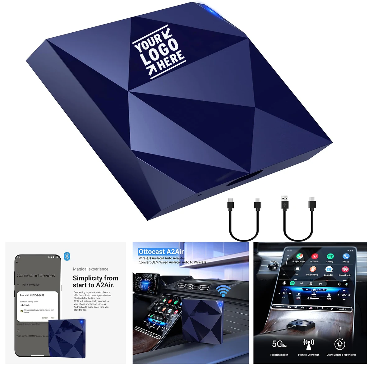 2023 Version Android OEM AA Cars- Easy Setup Via Plug-in USB Mini Auto Wireless Car Adapter 1