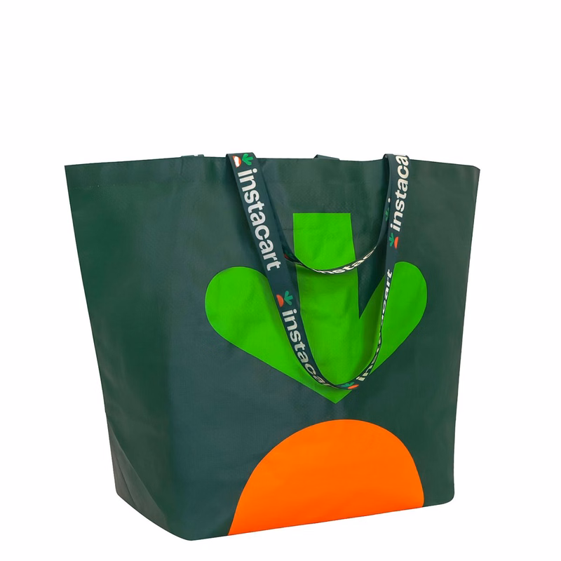Iconic IKEA-Style Shopping Bag with Two Sets Full-Color Logo Woven Handles 25x18x10
