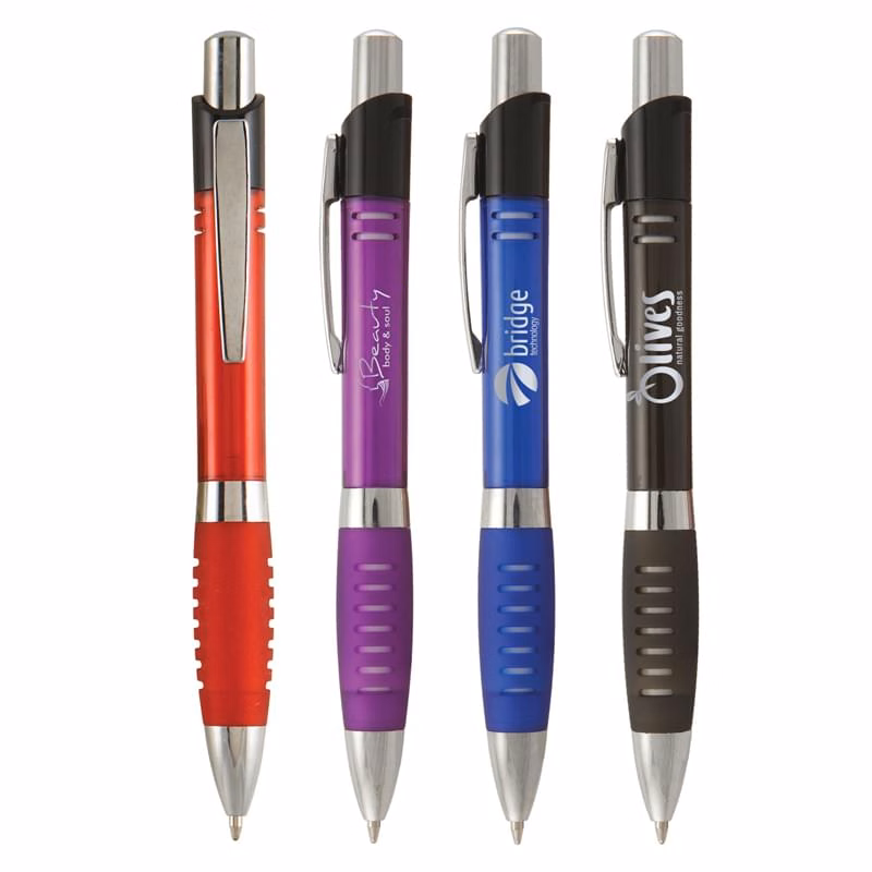 Tenso Ballpoint w/ Slit Grip & Wide Silver Band Pen