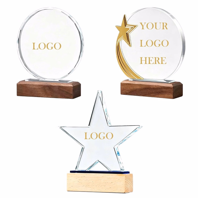 Creative Solid-Wood Crystal Trophies And Medals