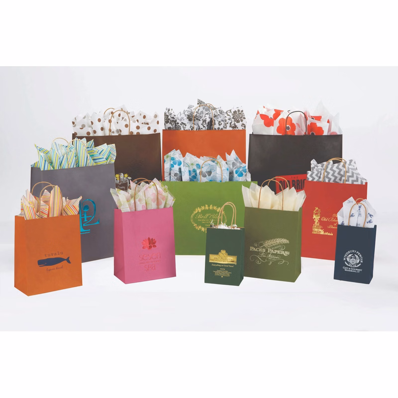 Tinted Colors on Kraft Paper Shopping Bag - Hot Stamped