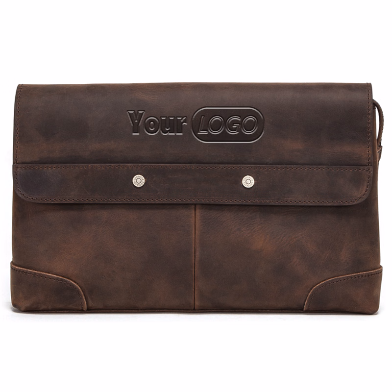 Leather Crazy Horse Skin high-capacity strapless Wallets Men