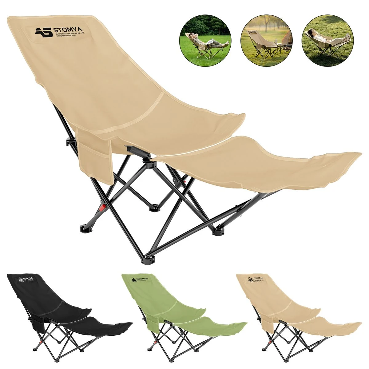 Portable 4-Adjustable Outdoor Moon Chair With Footrest 1