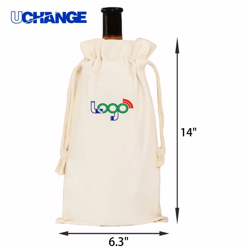Convenient Drawstring Wine Bottle Canvas Bag Container