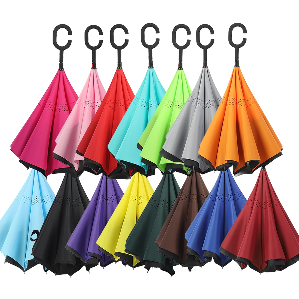 Inverted C-Handle Reverse Large Double Umbrella 1