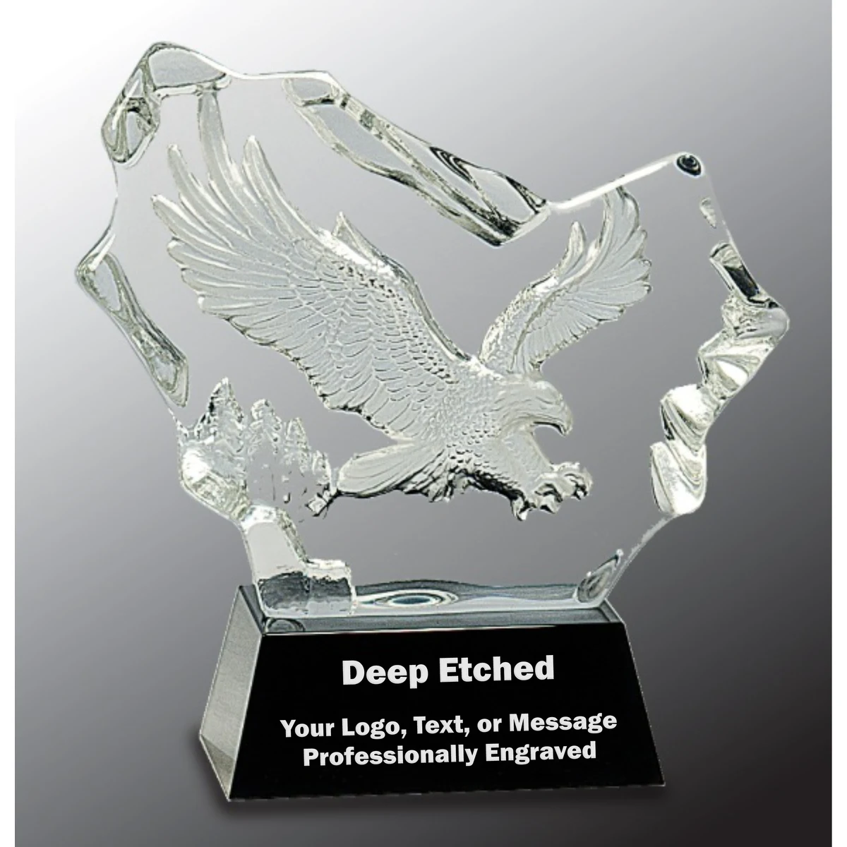 7" Crystal Carved Eagle on Black Base Crystal Award 1