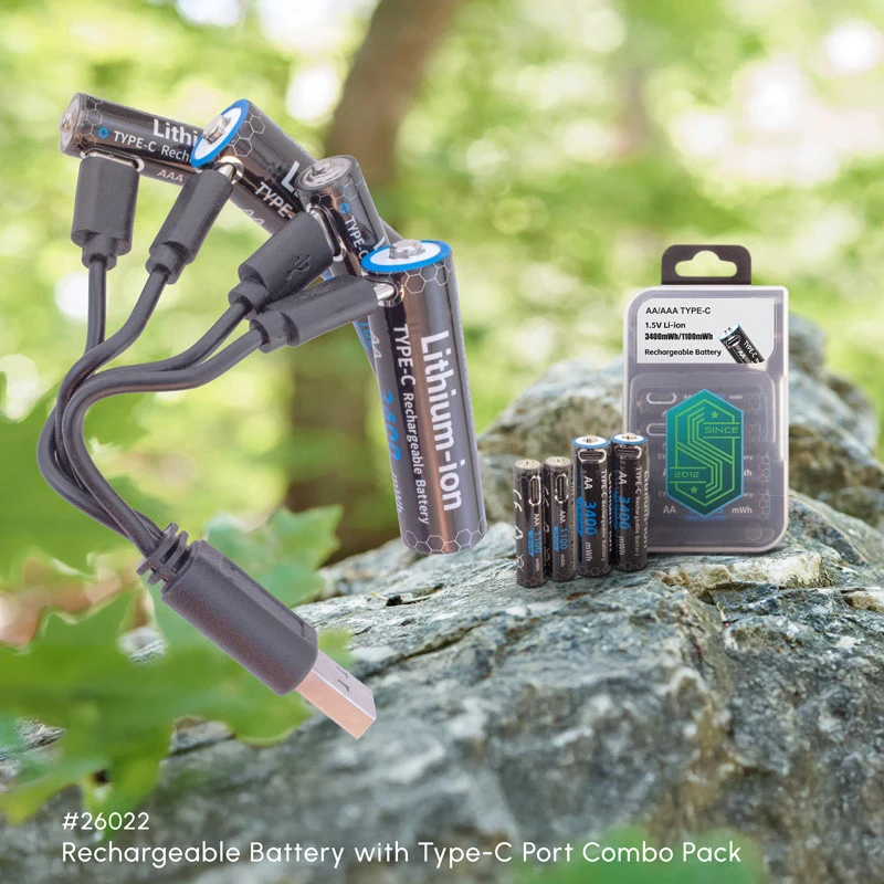 Rechargeable AA/AAA Battery with Type-C Port Combo Pack 1
