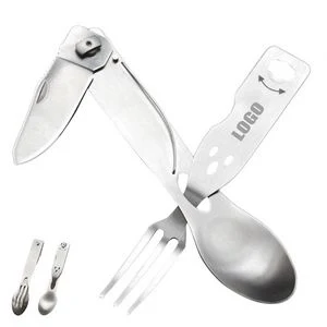 4 In 1 Stainless Steel Cutlery Set Spoon Fork Knife And Spin Button Organizer 1