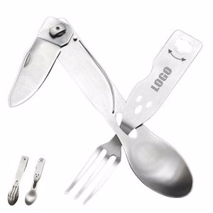 4 In 1 Stainless Steel Cutlery Set Spoon Fork Knife And Spin Button Organizer