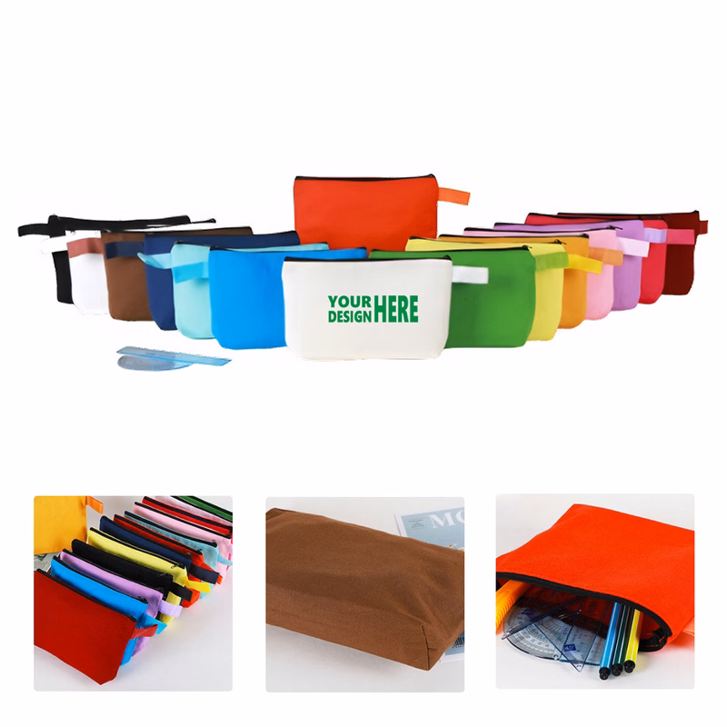 MOQ50 Multi-Color Canvas Zipper Pouch for Cosmetics and Office
