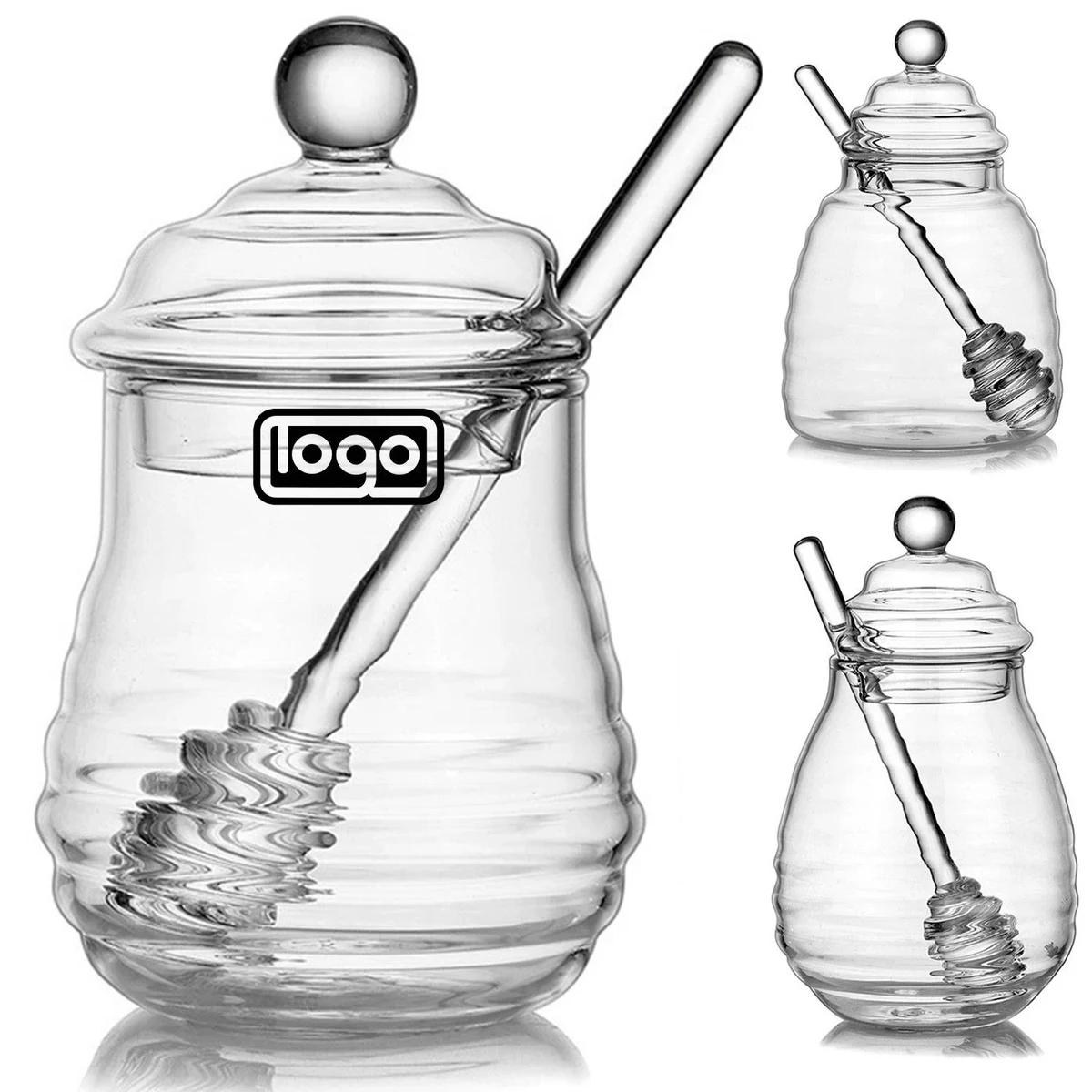 9.5 oz Glass Honey Jar w/ Dipper 1