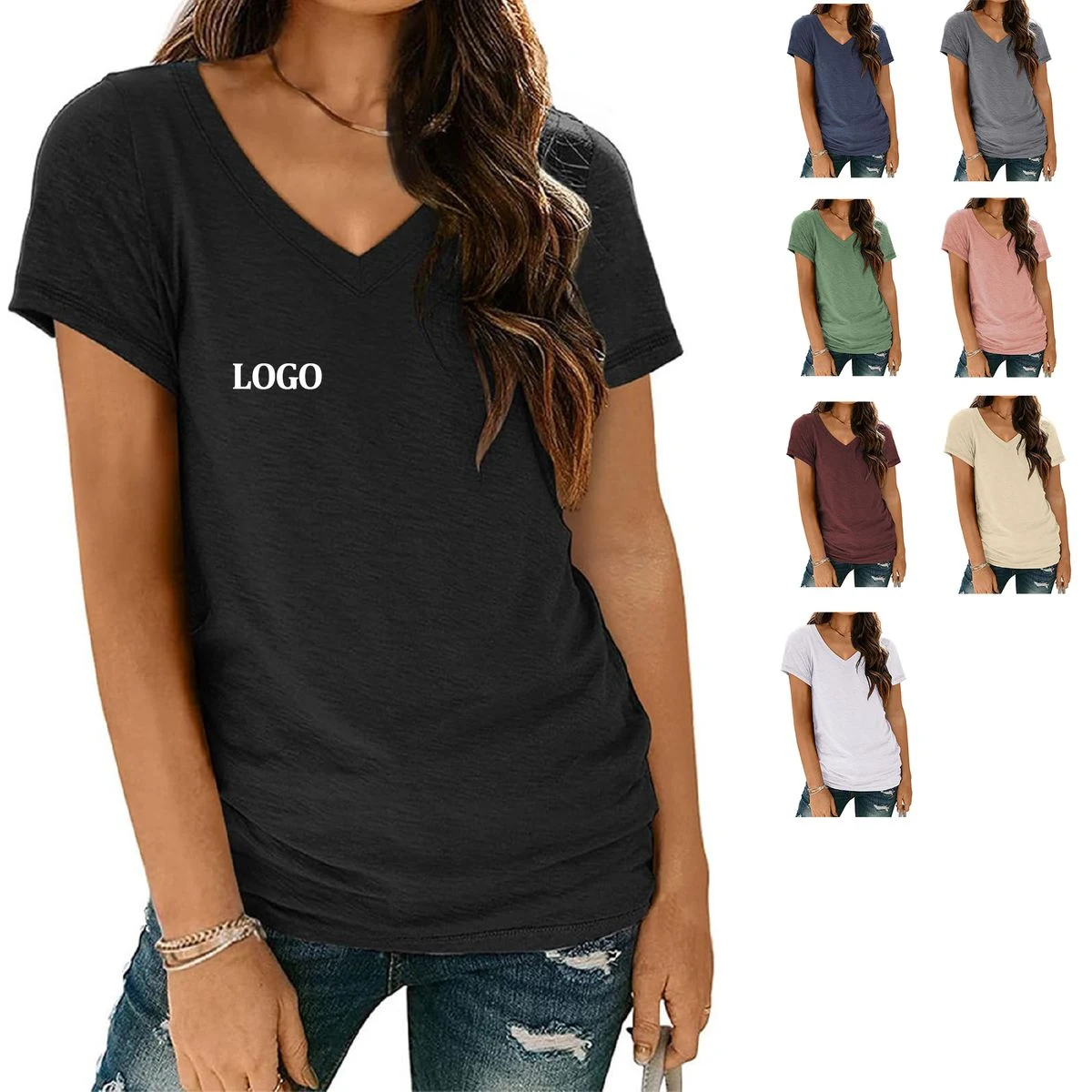 T Shirts Short Sleeve V Neck Tees for Women 1