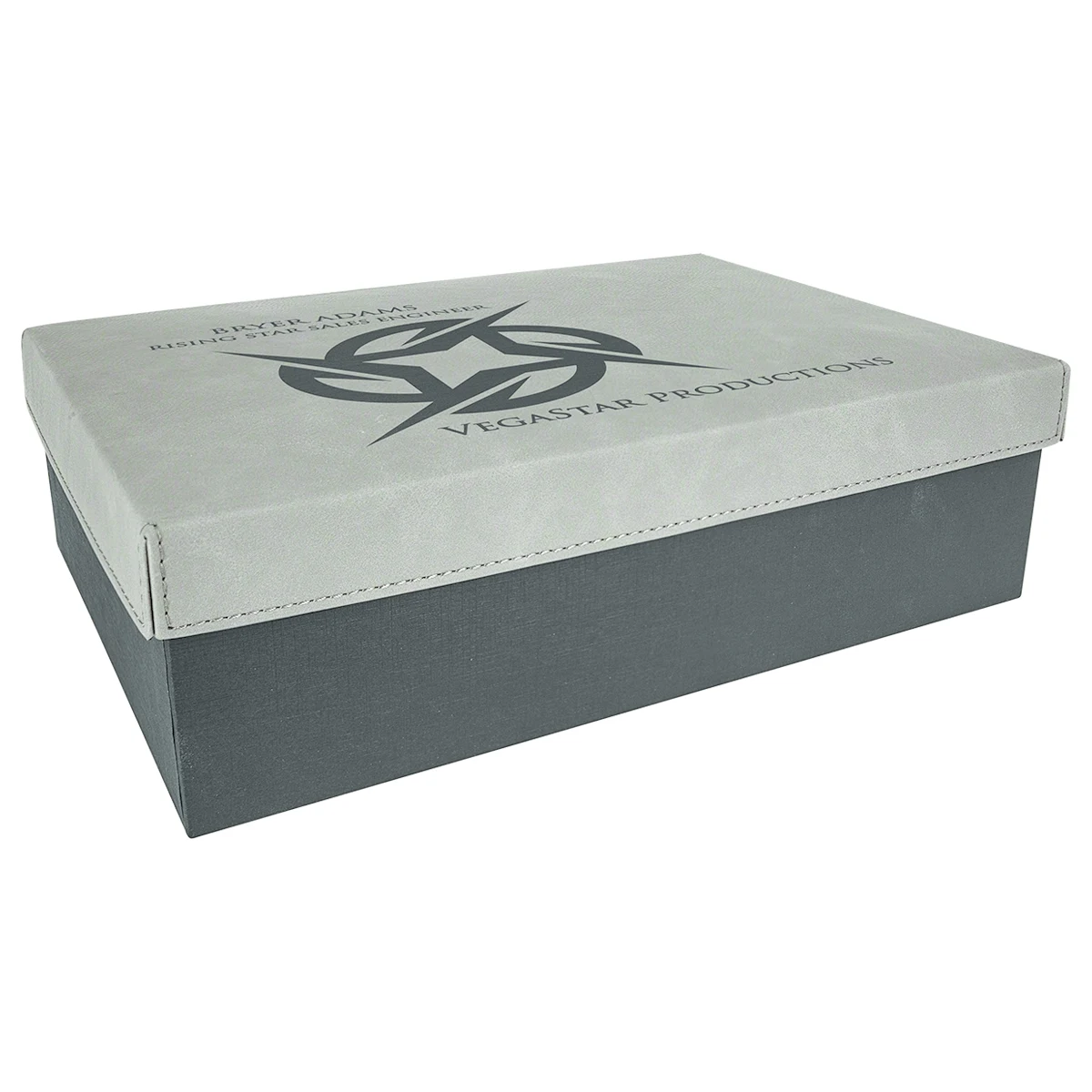 11 3/4" x 7 3/4" Gray Leatherette Gift Box 1