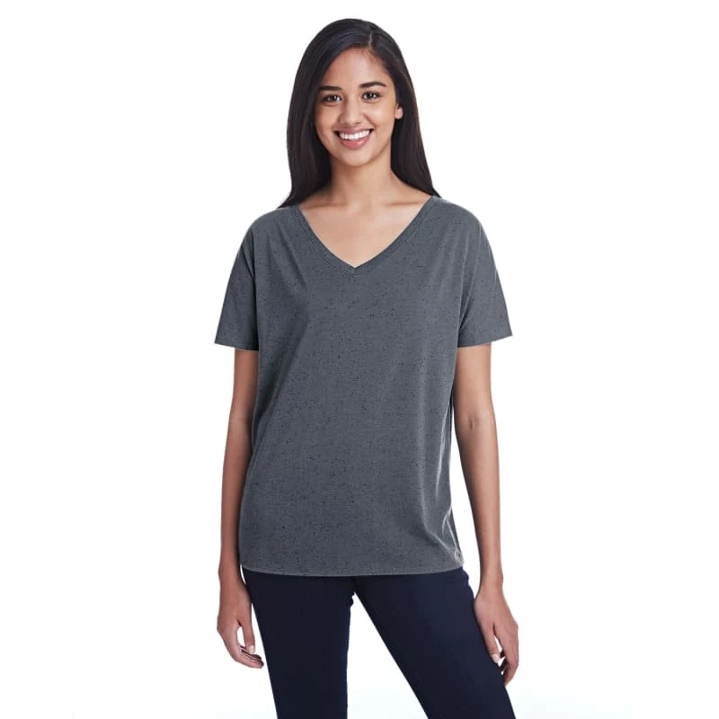 Threadfast Apparel Ladies' Triblend Fleck Short-Sleeve V-Neck T-Shirt 1