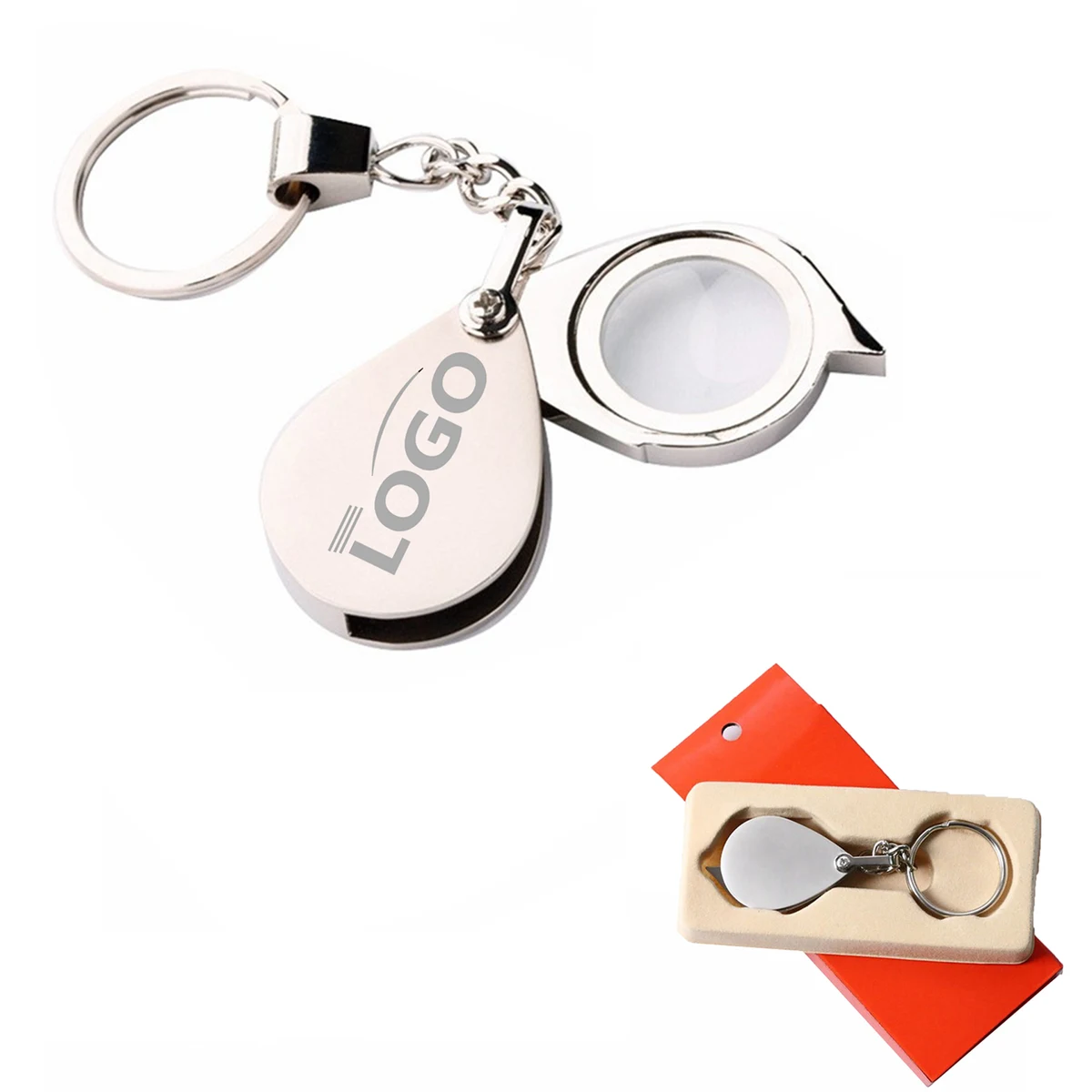 Zinc Alloy Portable 5x Magnifying Glass Keychain 1