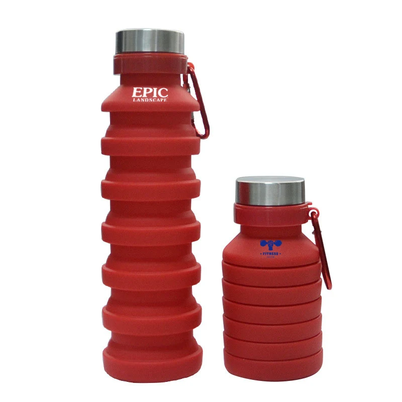 Silicone Foldable Water Bottles with Carabiner 1