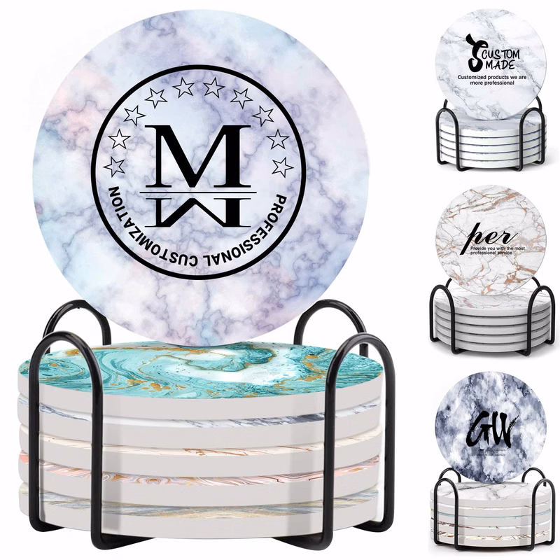 Absorbent Coasters for Drinks with Holder