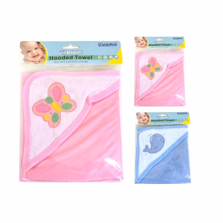 Baby Hooded Towels - Pink & Blue Embellished Design