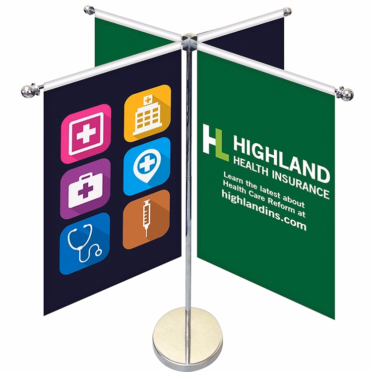 11-19.7" Metal Telescopic Flagpole with Four Double Sided Banners