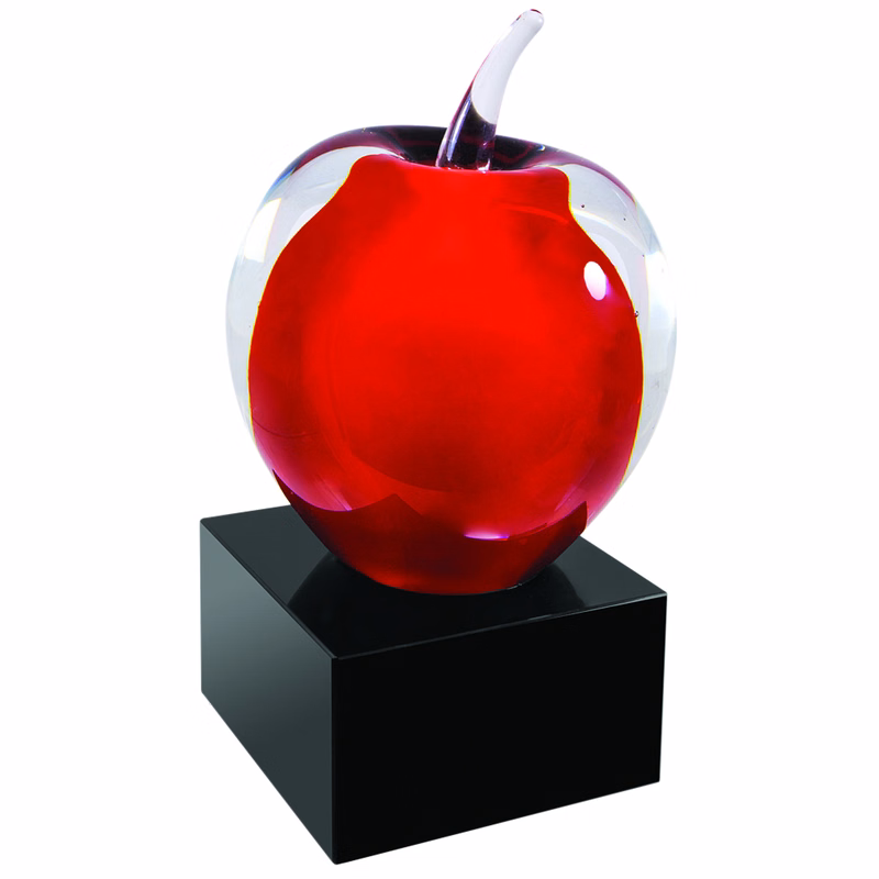 Candy Red Apple Art Glass 5.75"