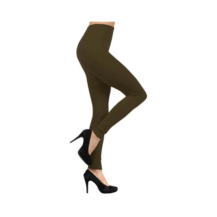 Fleece Leggings - Army Green Seamless One Size Fits Most 1