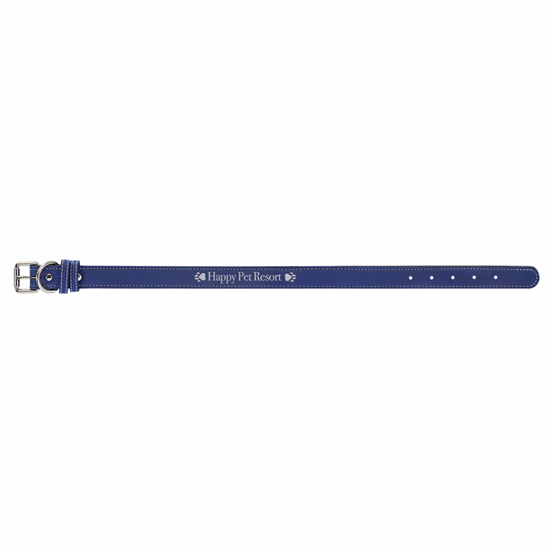23" x 1" Blue/Silver Leatherette Dog Collar