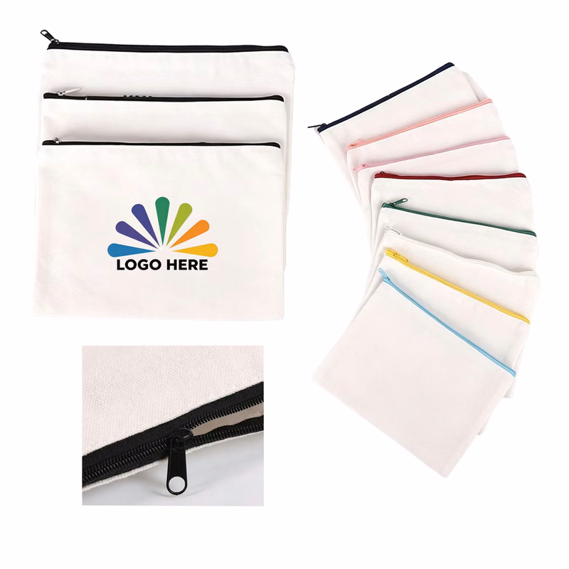 Blank Canvas Zipper Pouch Makeup Pencil Case