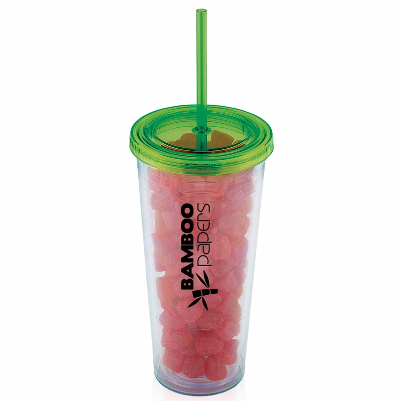 709 Ml. (24 Fl. Oz.) Double Walled Tumbler With Straw