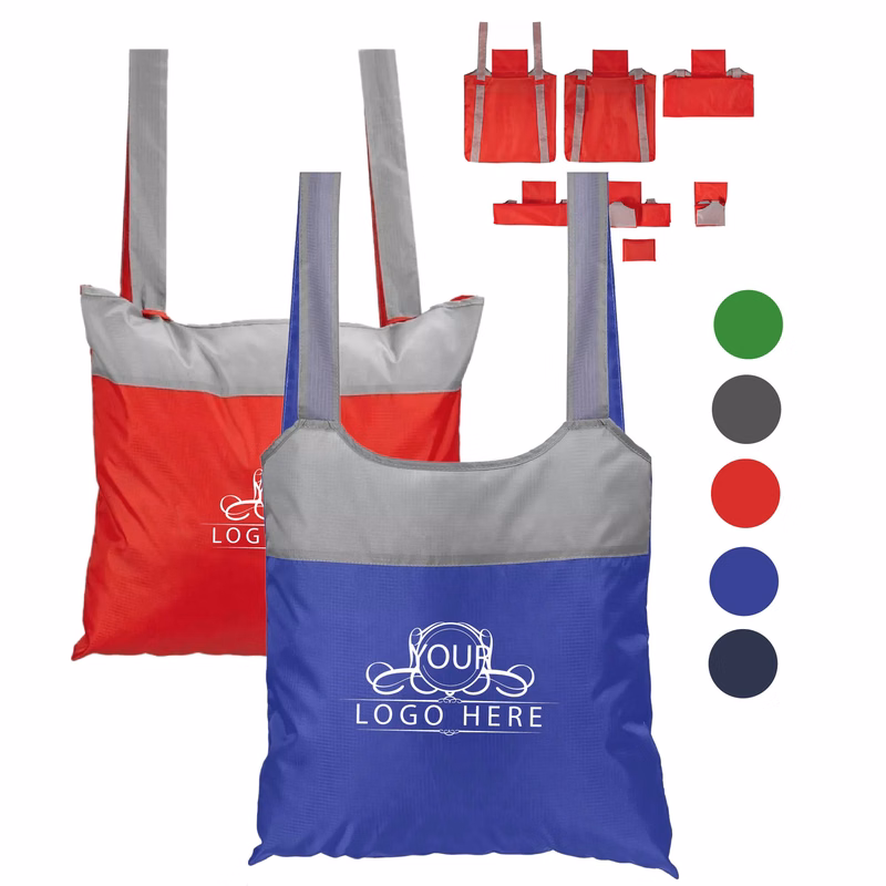 Foldaway Shopping Tote Bag W/ Shoulder Strap