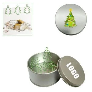 Christmas Tree Shaped Paper Clips With Tin Box 1
