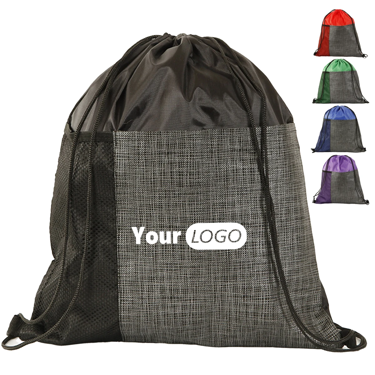 Polyester Splicing Drawstring Storage Bag 1