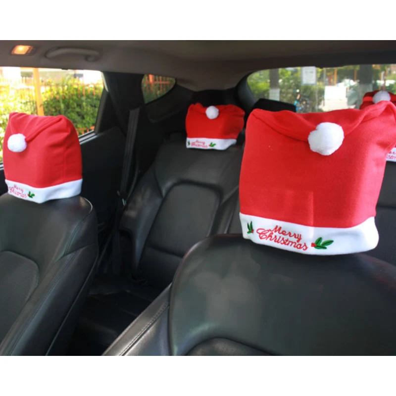 Santa Hat Car Seat Headrest Covers 1