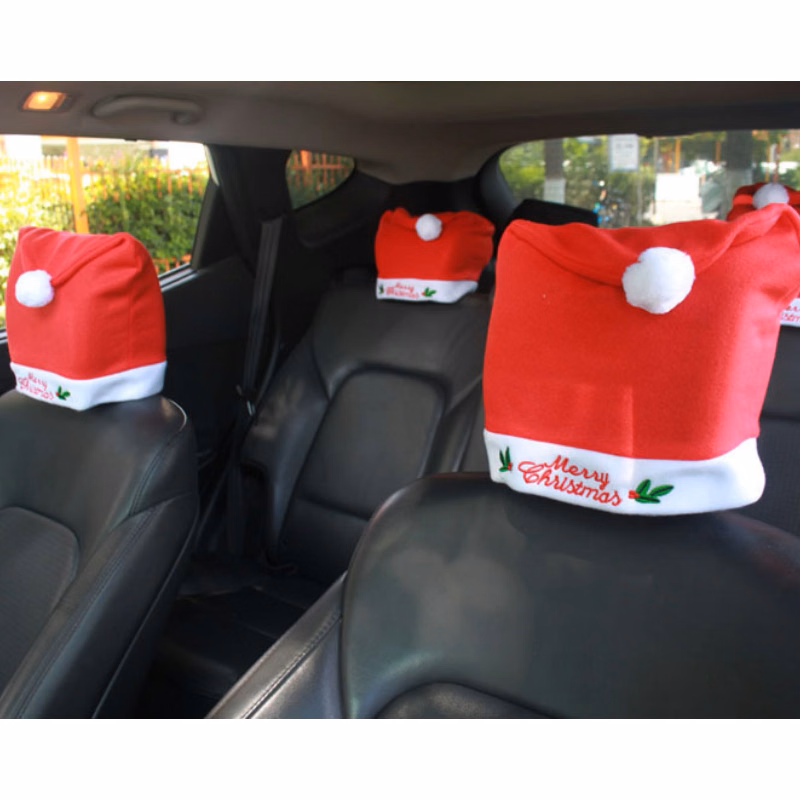 Santa Hat Car Seat Headrest Covers