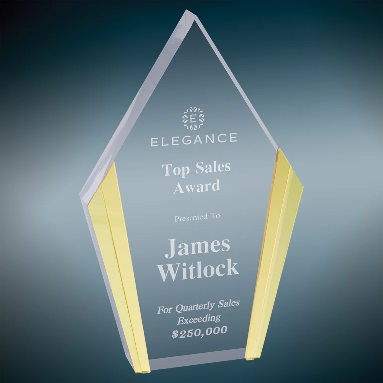 4.75" x 7.5" Gold Diamond Acrylic Award 1