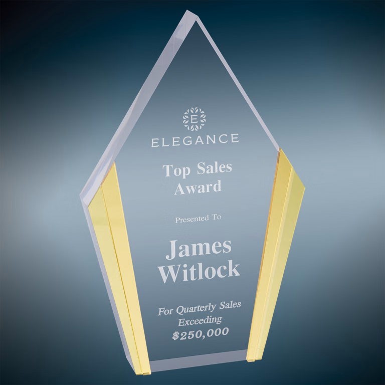 4.75" x 7.5" Gold Diamond Acrylic Award