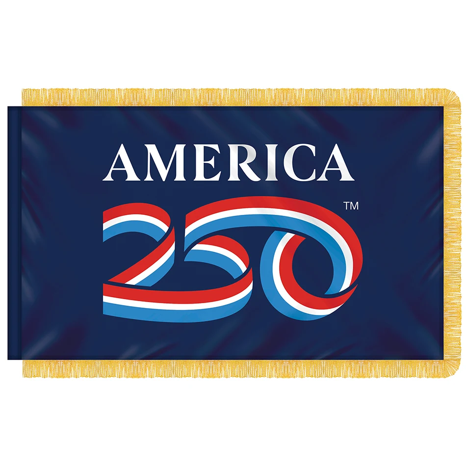 3' X 5' AMERICA 250TH INDOOR NYLON FLAG W/ FRINGE 1