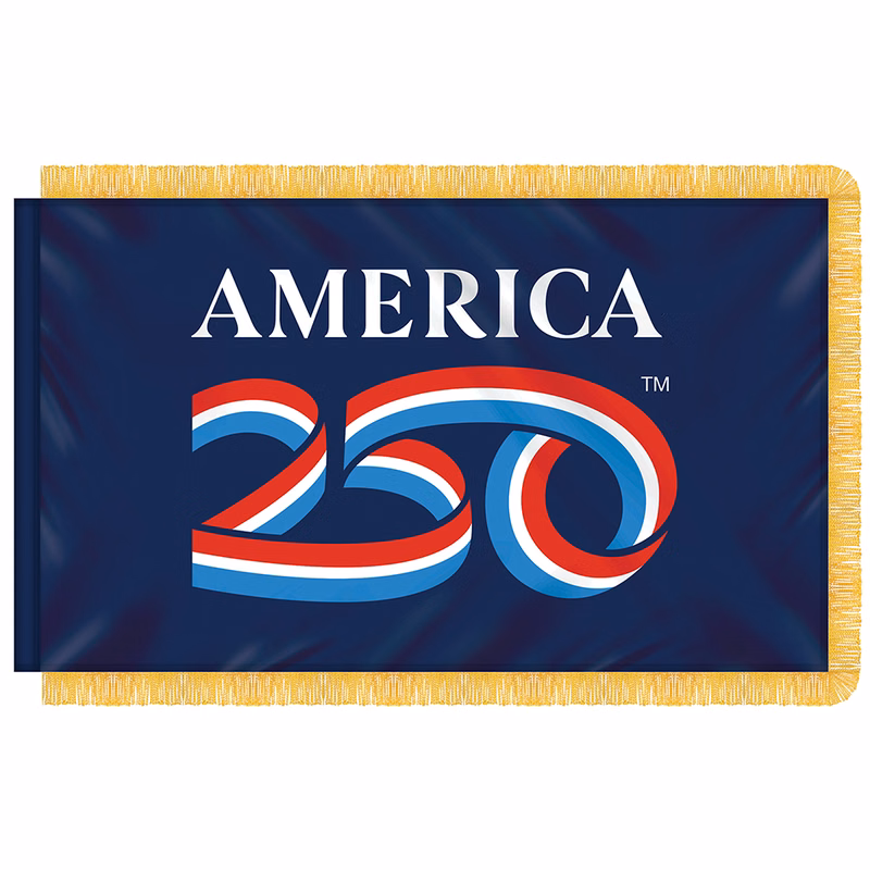 3' X 5' AMERICA 250TH INDOOR NYLON FLAG W/ FRINGE