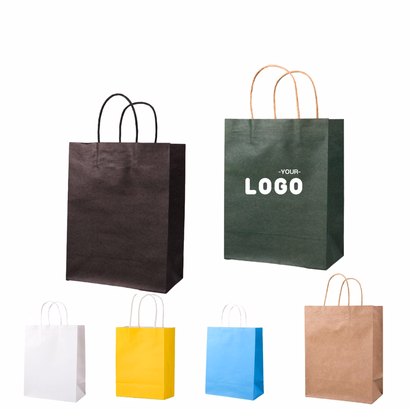 Kraft Paper Shopping Bags with Carry Handles