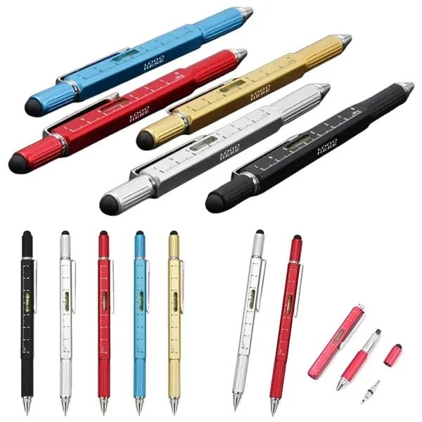 Custom Aluminum Multi-Tool Pen with Ruler, Level & Screwdriver — Professional Utility 1