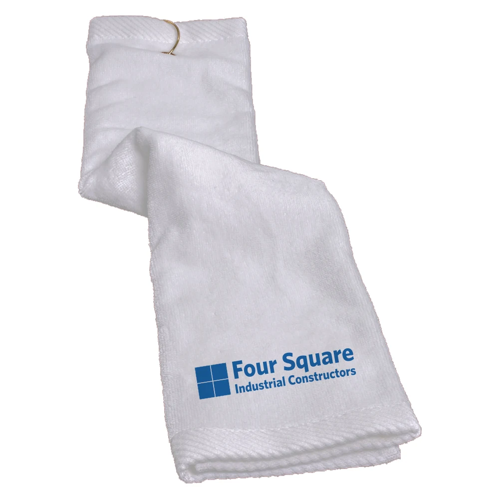 Turkish Trifold White Golf Towel 16" x 25" 1