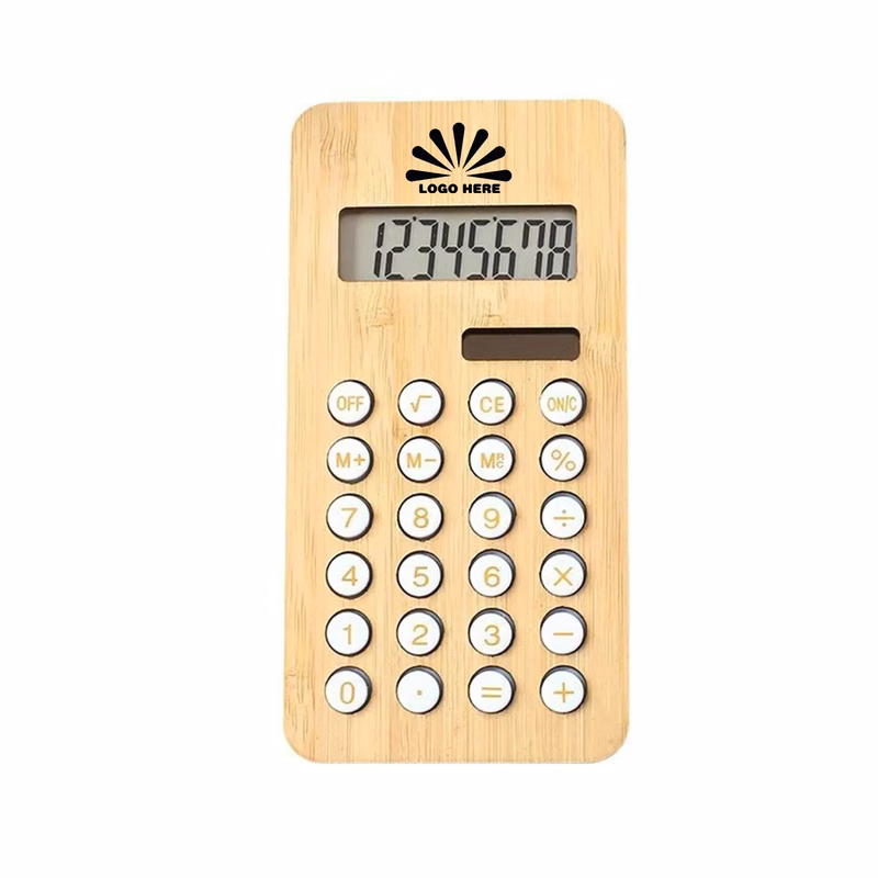 8-Digit Solar-Powered Bamboo Calculator Customizable