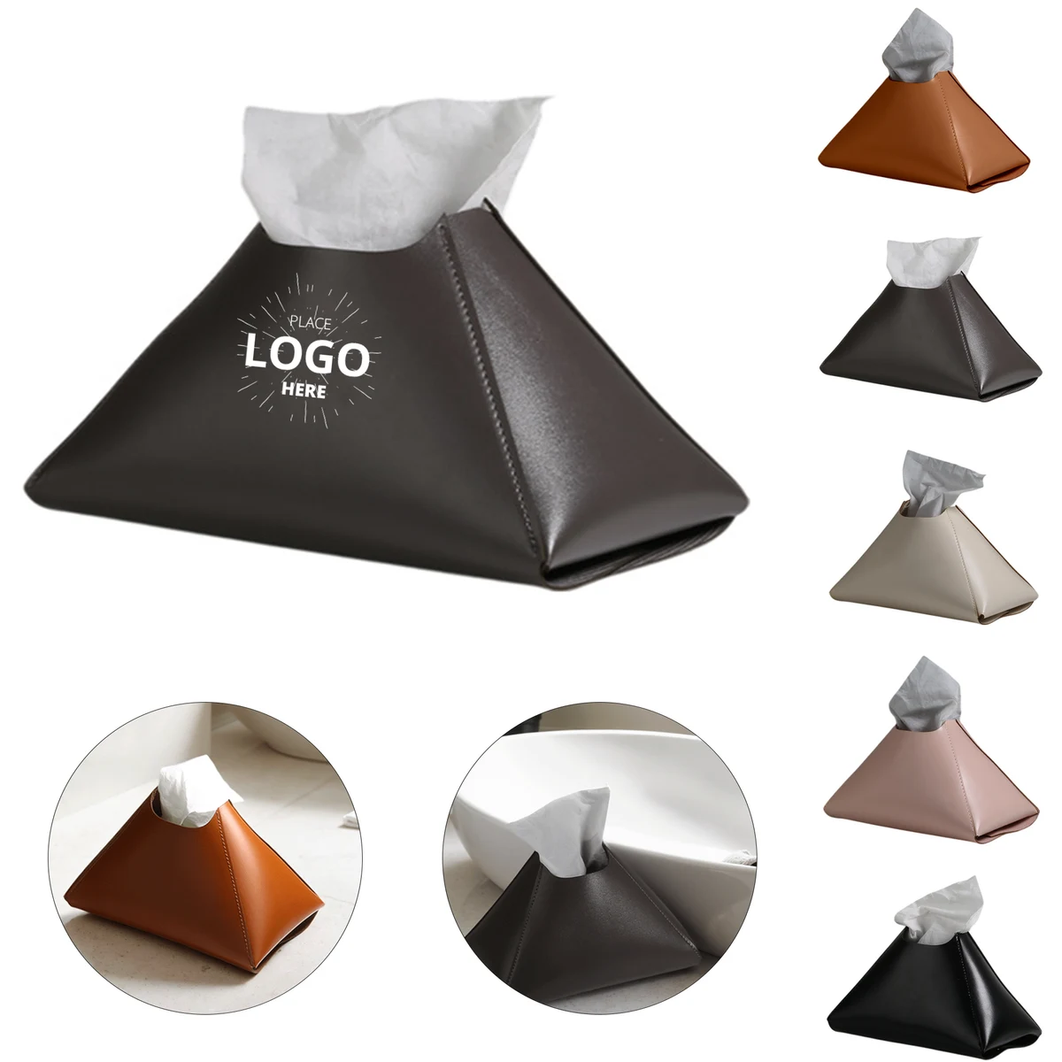 Modern Decorative PU Leather Tissue Pouch Cover 1