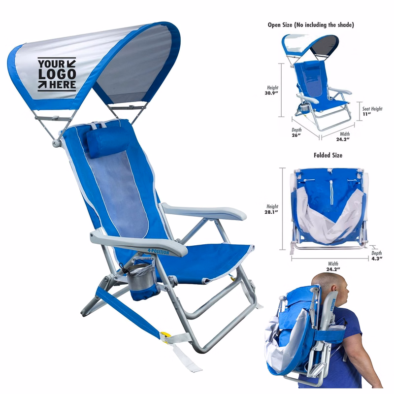 Portable Outdoor Waterside SunShade Backpack Beach Chair