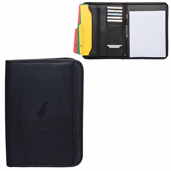 Zippered Notepad Portfolio: Simulated Leather