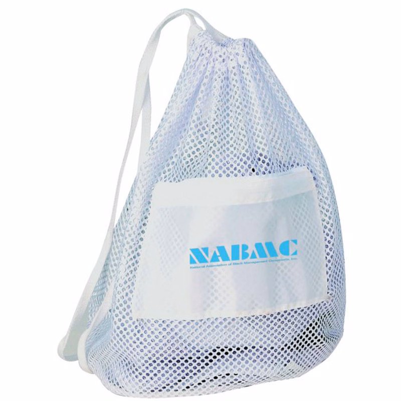 Mesh Drawstring nylon tote .