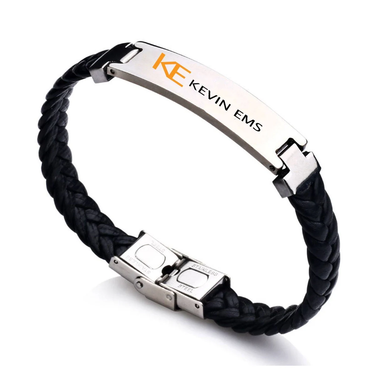 Stainless Steel Leather Woven Bracelet 1