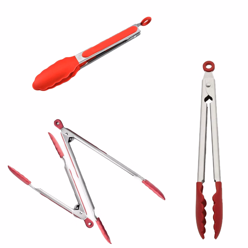 High-Temp Silicone Stainless Steel Tongs