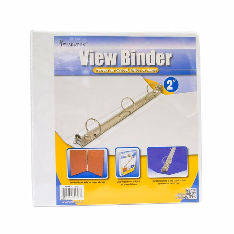 2" 3-Ring Binders - White 2 Pockets View Cover